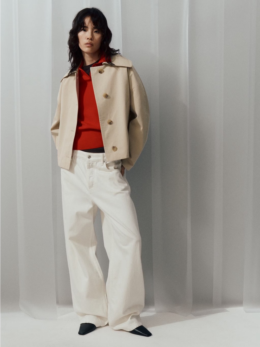 NWT (size small) Mango SHORT TRENCH COAT WITH WIDE LAPELS